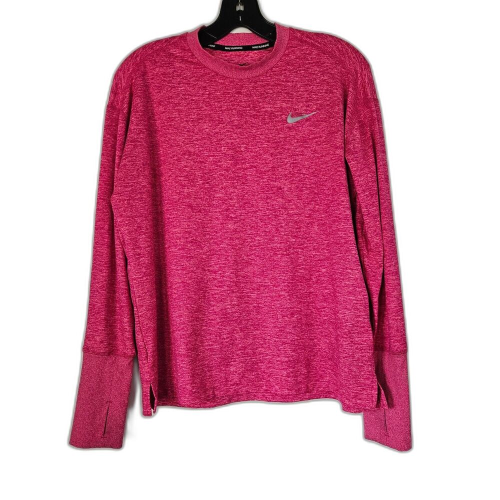 NIKE Element Dri-FIT Bright Pink Heathered Running Long-Sleeve Shirt Medium